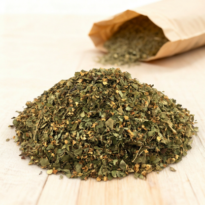 Organic Hawthorn Leaves with Flowers (Cut)